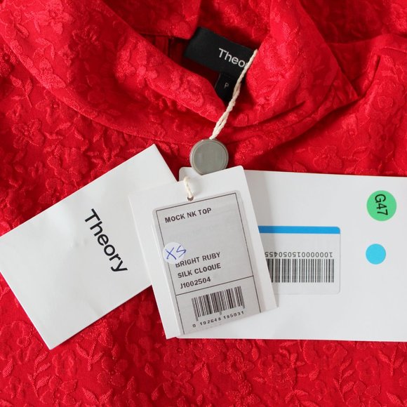 NWT Theory Mock Neck Silk Blouse - Picture 4 of 13